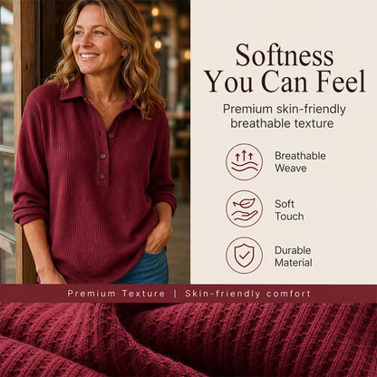 Women's Waffle Knit Henley Pullover