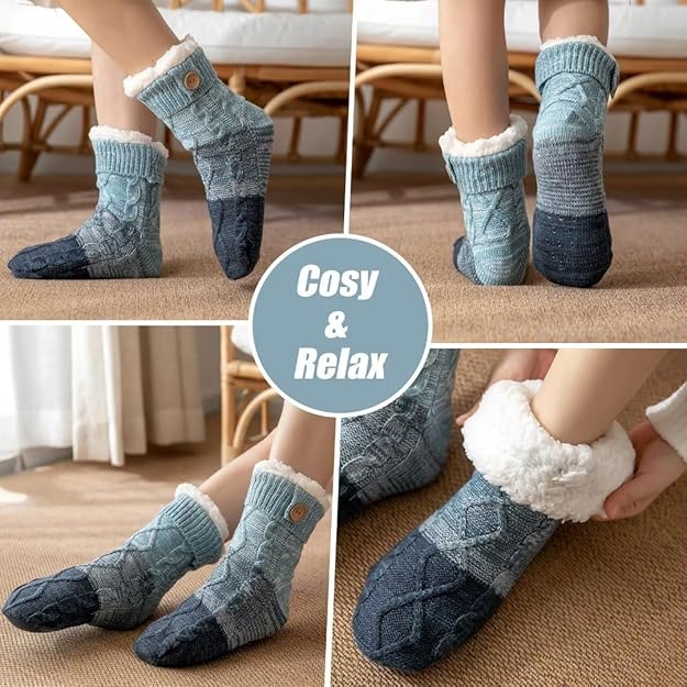 Women's Cosy Cable Knit Slipper Socks