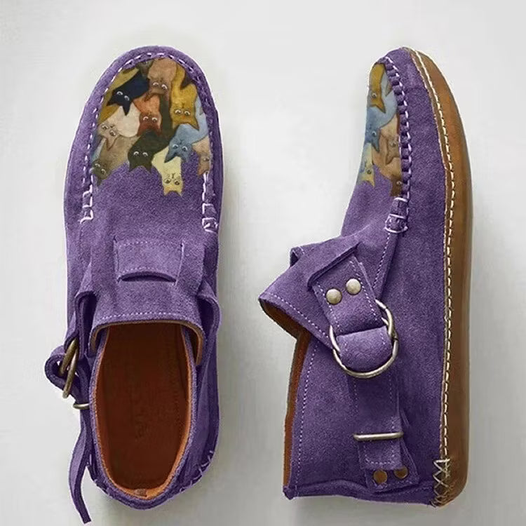 Women's Cat Print Slip-On Loafers