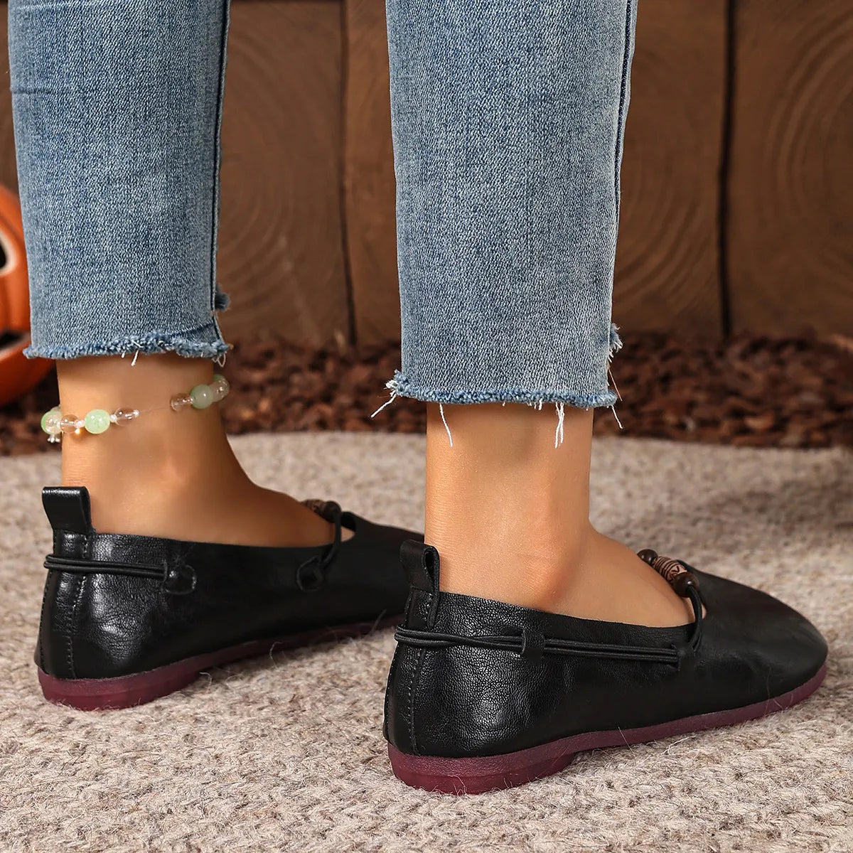 Women's Beaded Strap Casual Flats