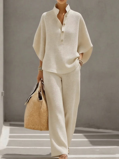 Women's Waffle Top & Trouser Set