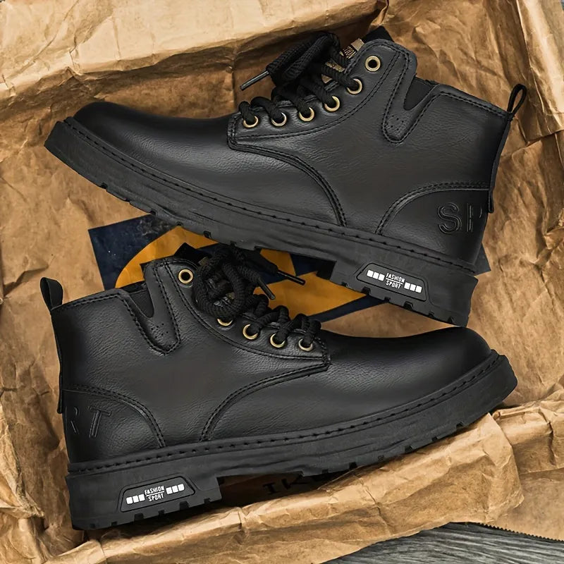 Men’s Retro High-Top Lace-Up Zip Boots