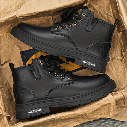 Men’s Retro High-Top Lace-Up Zip Boots