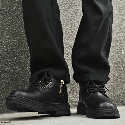 Men’s Retro High-Top Lace-Up Zip Boots