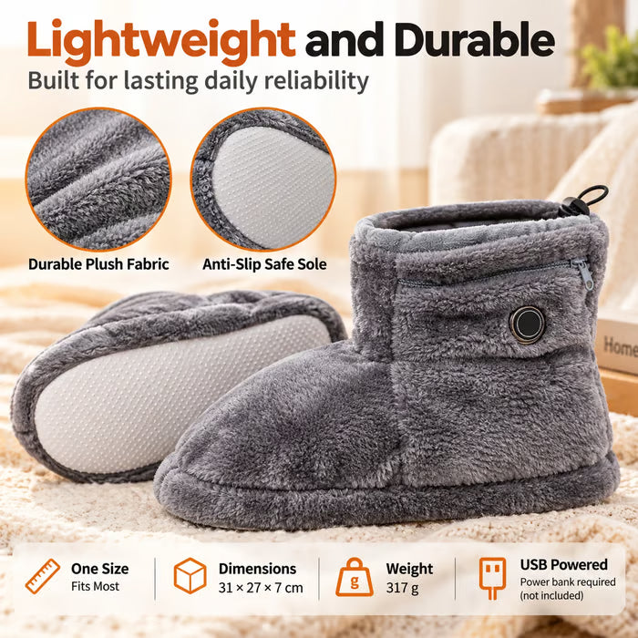 Cosy USB Heated Plush Slipper Boots