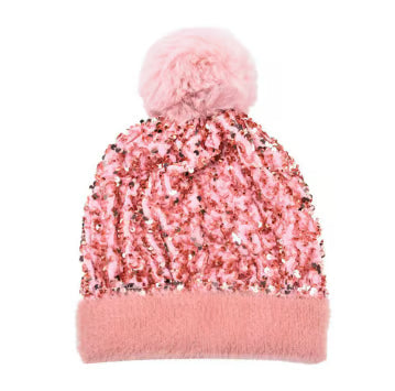 Women's Sequin Pom Pom Beanie