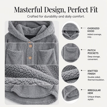 Women's Cosy Hooded Button-Up Fleece Coat