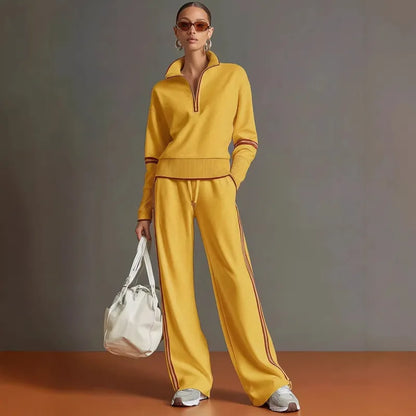 Women's Half-Zip Wide-Leg Tracksuit Set