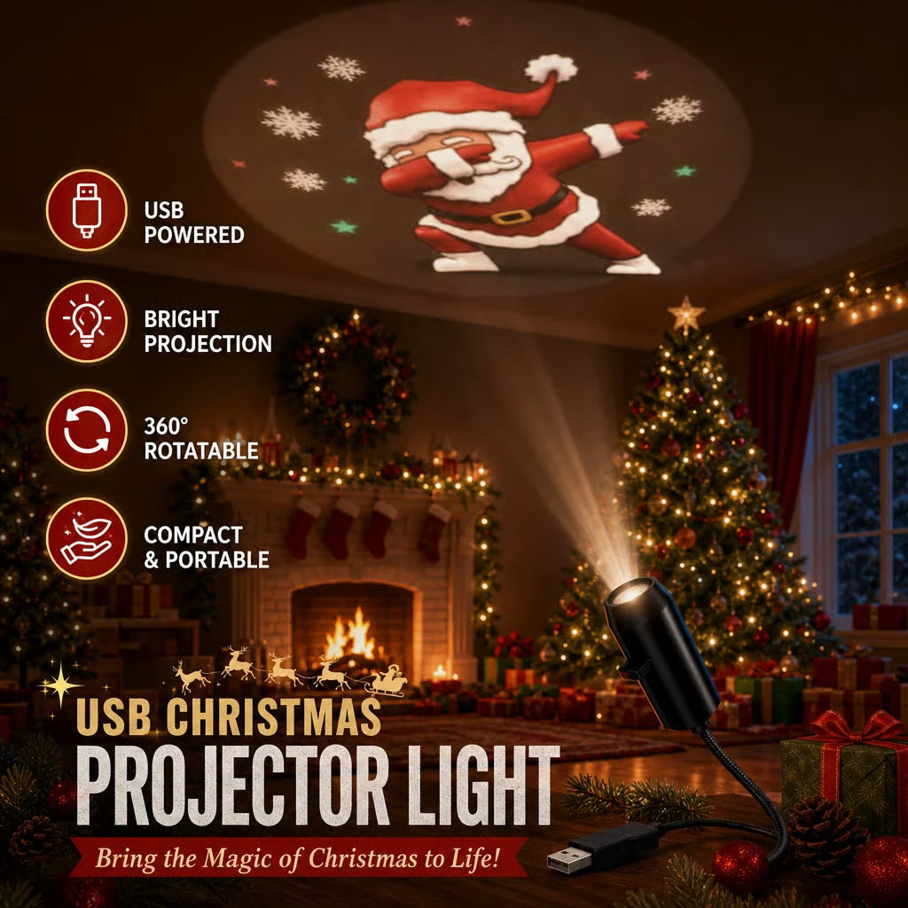 Festive Glow USB Christmas Projector