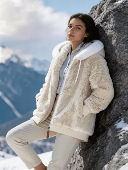 Women's Oversized Plush Hooded Coat