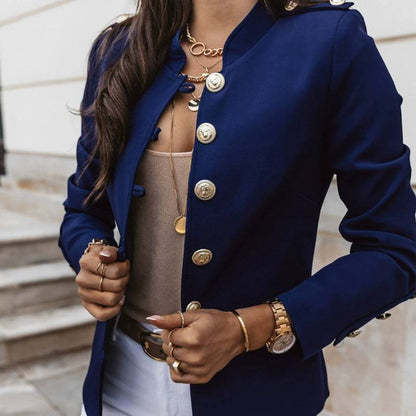 Women's Fitted Gold Button Blazer