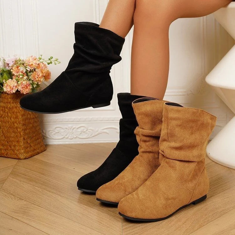 Women's Suede-Look Slouchy Flat Boots