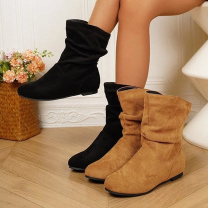 Women's Suede-Look Slouchy Flat Boots