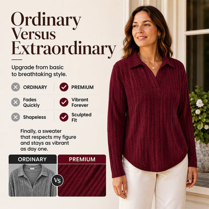 Women's Ribbed V-Neck Knit Jumper