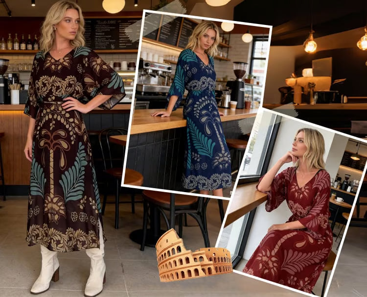 Women's Relaxed Bohemian V-Neck Dress