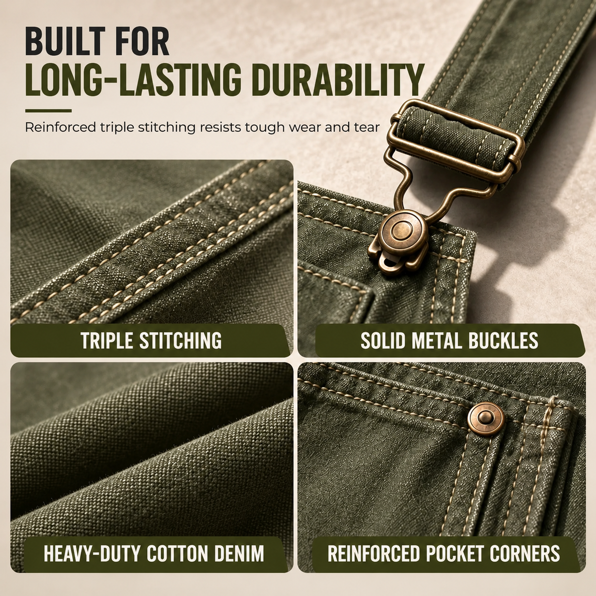 Men's Heavy-Duty Multi-Pocket Denim Work Trousers