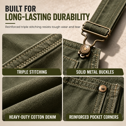 Men's Heavy-Duty Multi-Pocket Denim Work Trousers