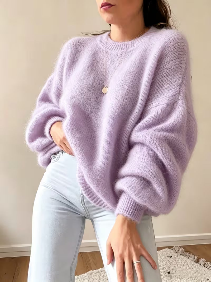 Women's Relaxed Lantern Sleeve Knit Jumper