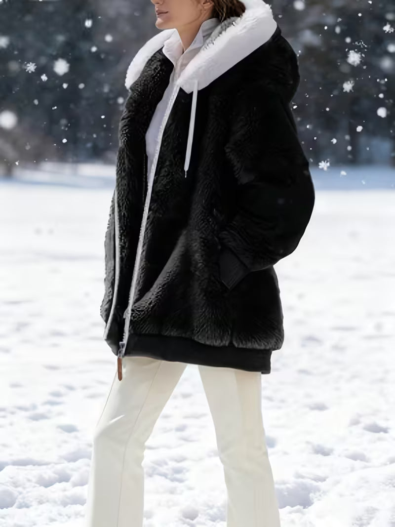 Women's Oversized Plush Hooded Coat