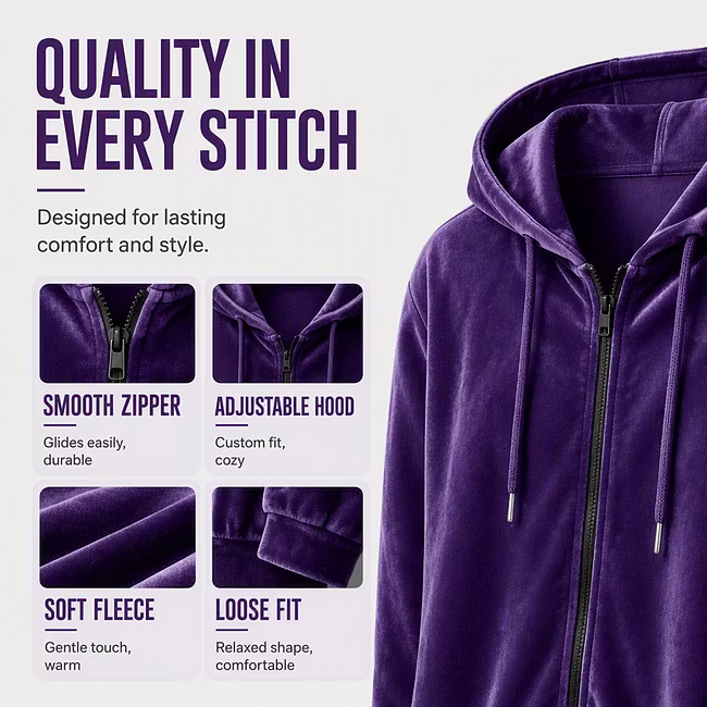 Women's Velvet-Look Hooded Jacket