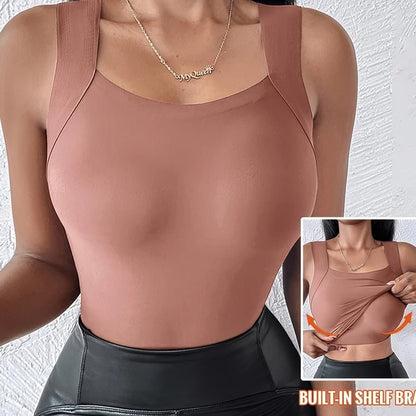 Women's U-Neck Built-In Bra Tank Top