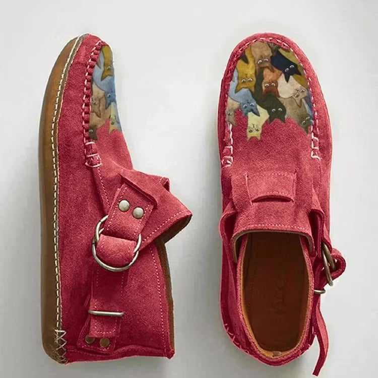 Women's Cat Print Slip-On Loafers