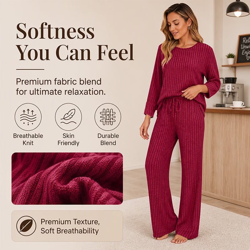 Women's Soft Ribbed Two-Piece Lounge Set