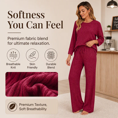 Women's Soft Ribbed Two-Piece Lounge Set
