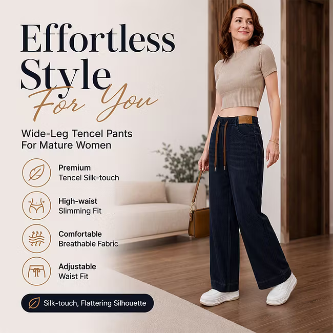 Women's Soft-Touch Drawstring Wide-Leg Trousers