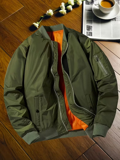 Men's Casual Zip-Up Bomber Jacket