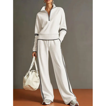 Women's Half-Zip Wide-Leg Tracksuit Set