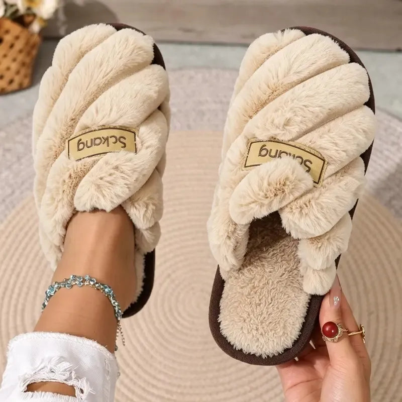Women's Cosy Braided Plush Slippers