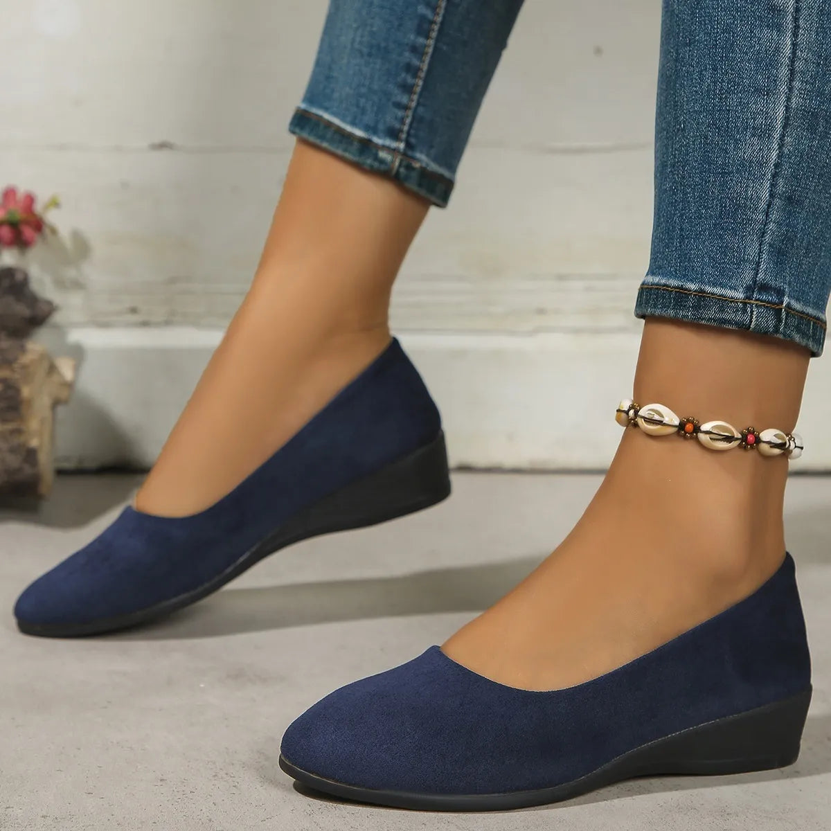 Women's Embossed Wedge Slip-On Shoes
