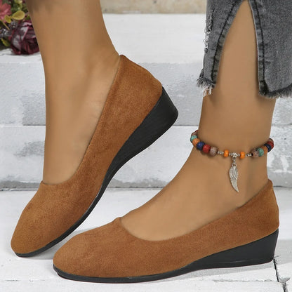Women's Embossed Wedge Slip-On Shoes