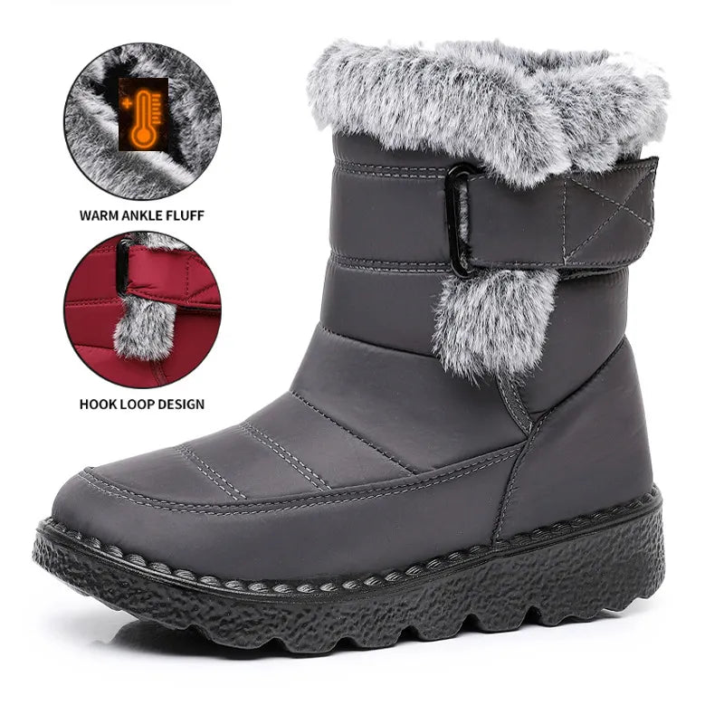 Women's Plush-Lined Slip-On Winter Boots