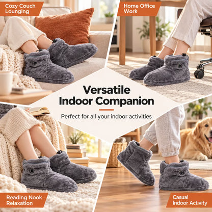 Cosy USB Heated Plush Slipper Boots