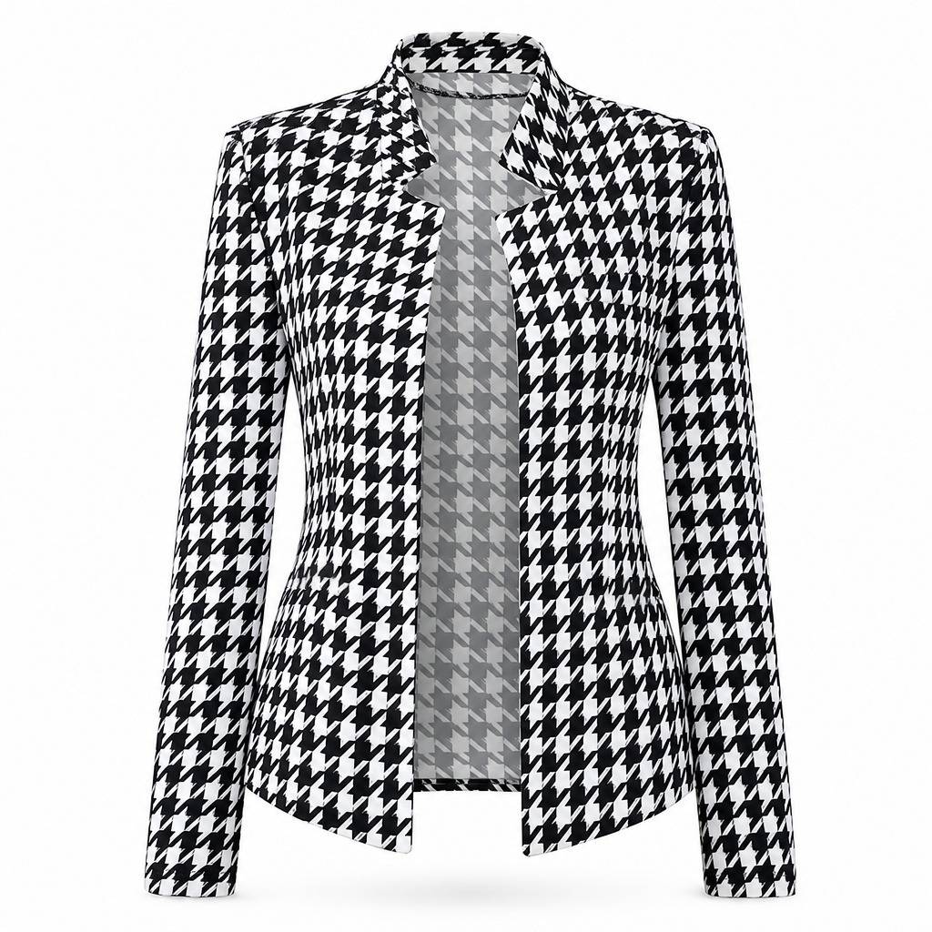 Women's Houndstooth Open-Front Jacket