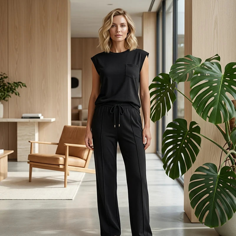 Women's Sleeveless Top & Drawstring Trouser Set