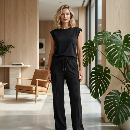 Women's Sleeveless Top & Drawstring Trouser Set