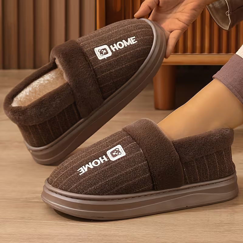 Men's Plush-Lined Winter Slippers