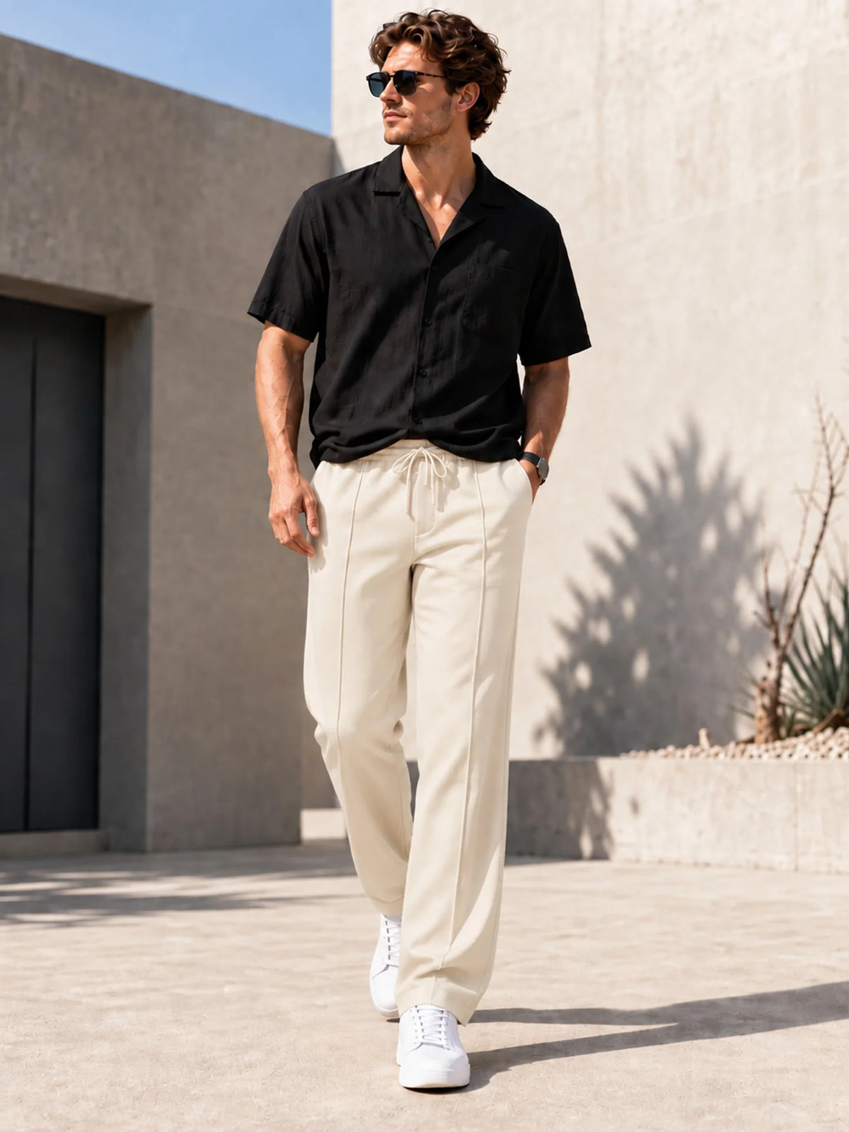 Men's Waffle Knit Straight-Leg Joggers