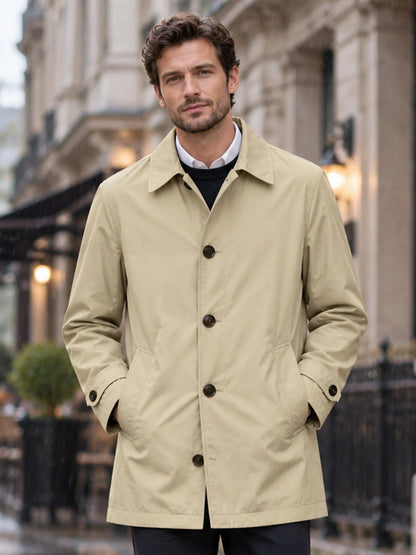 Men's Shower-Resistant Mid-Length City Coat
