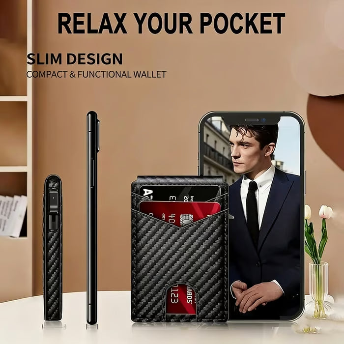 Men's Slim Pop-Up Card Holder Wallet