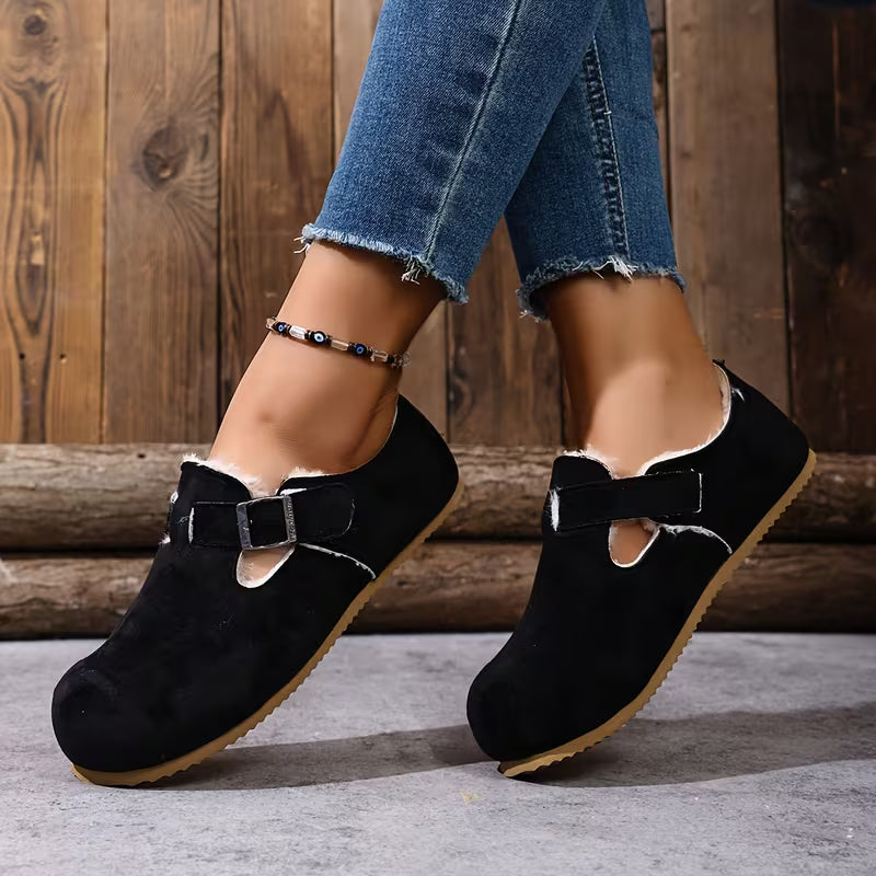 Women's Buckle Detail Plush-Lined Clogs