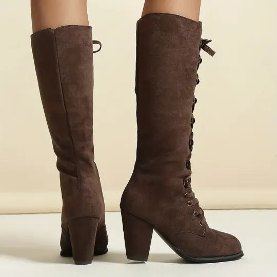 Women's Lace-Up Chunky Knee High Boots