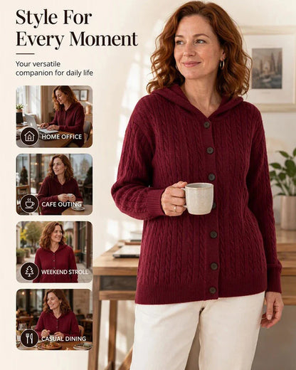 Women's Open-Front Hooded Knit Cardigan