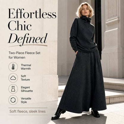Women's Roll Neck Fleece Top & Maxi Skirt Set