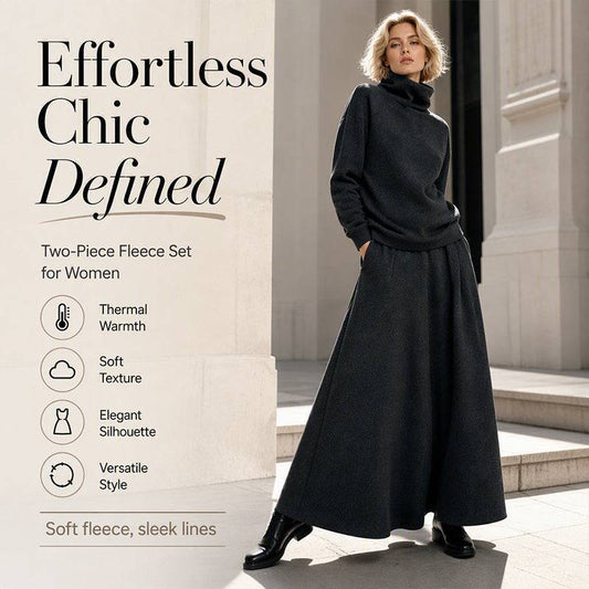 Women's Roll Neck Fleece Top & Maxi Skirt Set