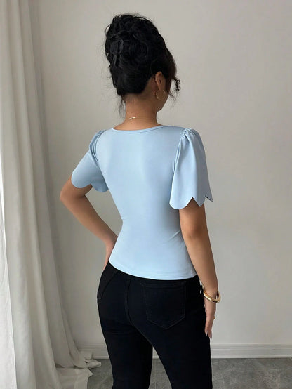 French Puff Sleeve Crop Top