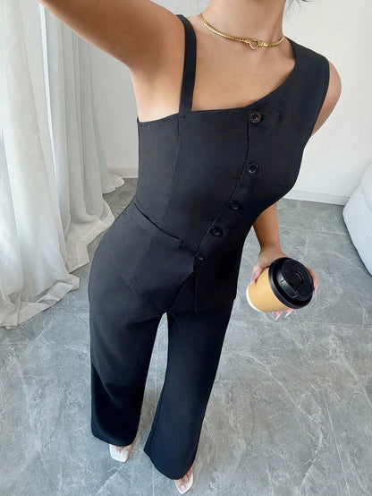 Sleeveless Waistcoat & Straight Pants Set